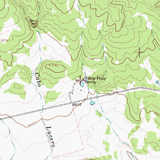 Topographic Map of Ojitos Frios Ranch, NM