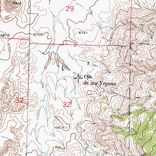 Topographic Map of Ojo de las Yeguas, NM