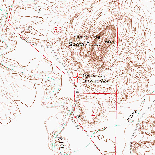 Topographic Map of Ojo de los Jaramillos, NM