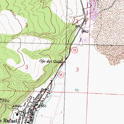 Topographic Map of Ojo del Gallo, NM