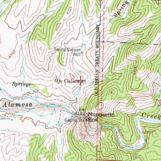 Topographic Map of Ojo Caliente, NM