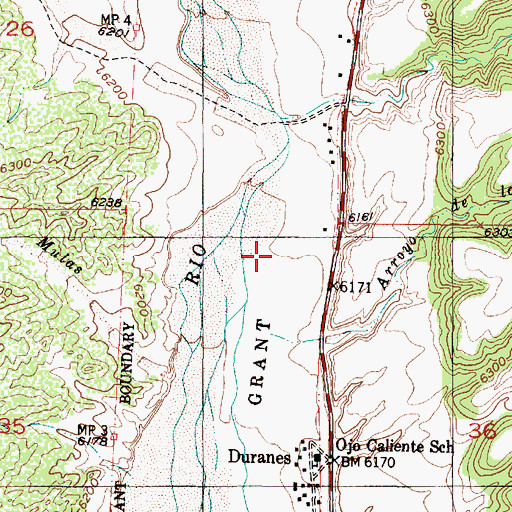 Topographic Map of Ojo Caliente Grant, NM