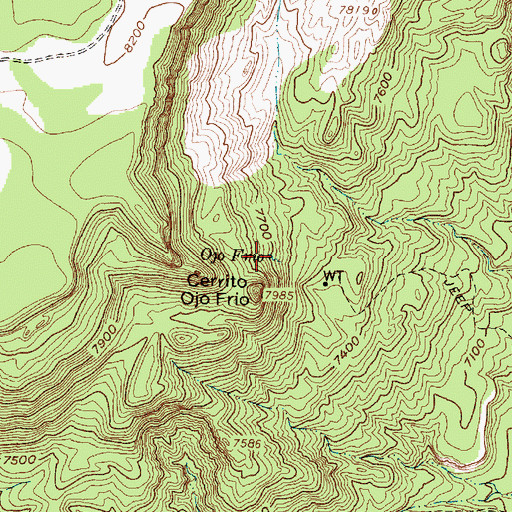Topographic Map of Ojo Frio, NM
