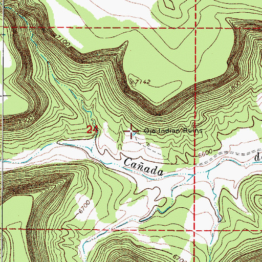 Topographic Map of Ojo Indian Ruins, NM