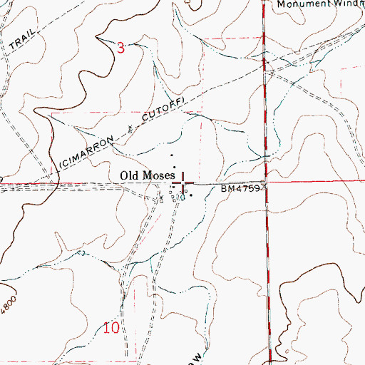 Topographic Map of Old Moses, NM