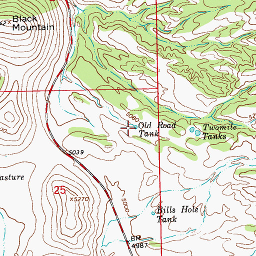 Topographic Map of Old Road Tank, NM