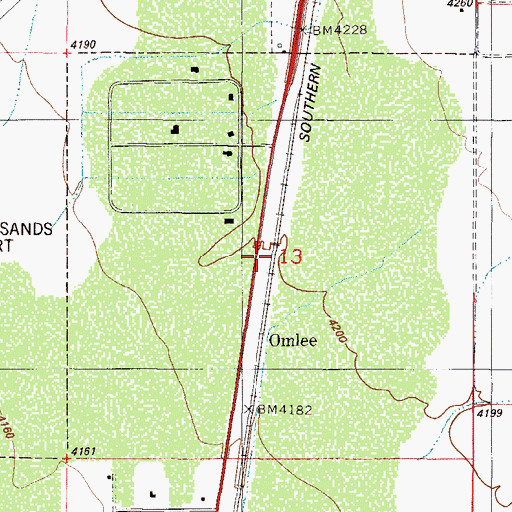 Topographic Map of Omlee, NM