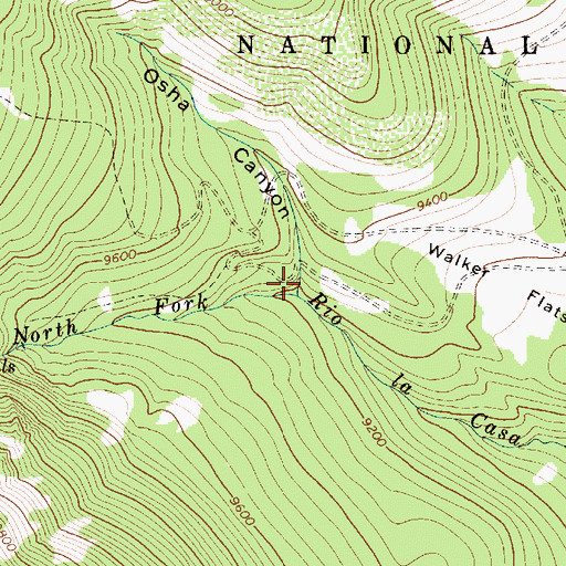 Topographic Map of Osha Canyon, NM