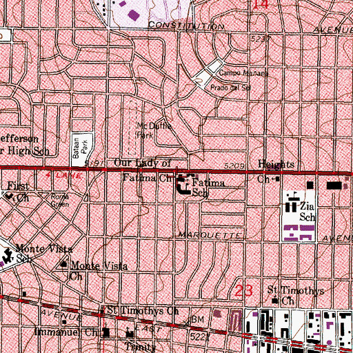 Topographic Map of Our Lady of Fatima Church, NM