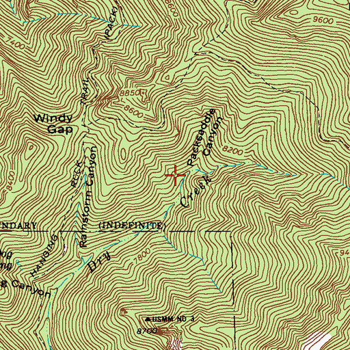 Topographic Map of Packsaddle Canyon, NM