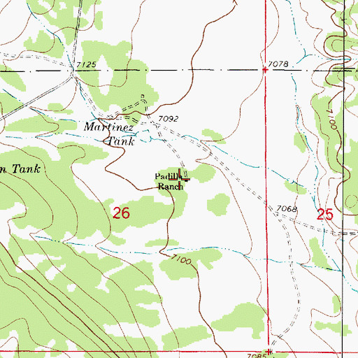 Topographic Map of Padilla Ranch, NM