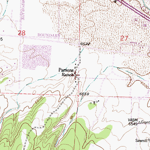 Topographic Map of Parsons Ranch, NM