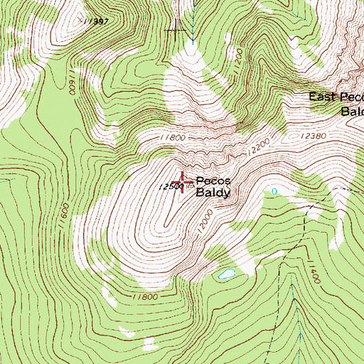 Topographic Map of Pecos Baldy, NM