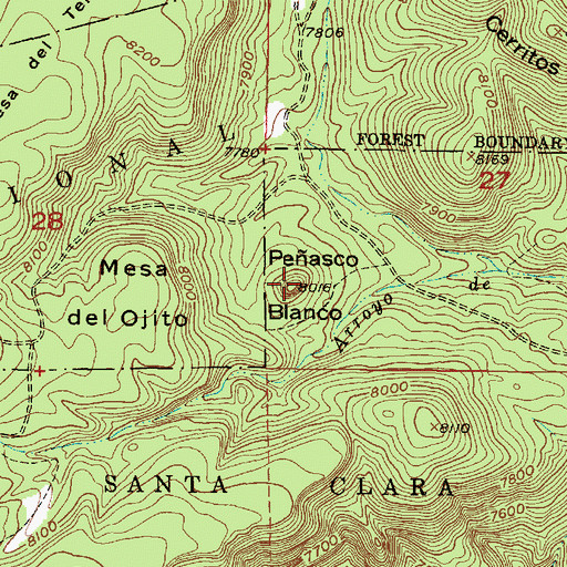 Topographic Map of Peasco Blanco, NM
