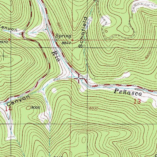 Topographic Map of Peasco Canyon, NM