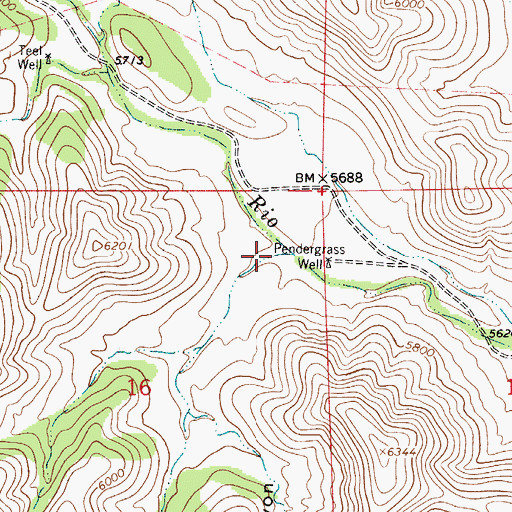 Topographic Map of Pendergrass Canyon, NM