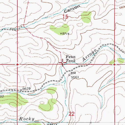 Topographic Map of Penn Tank, NM