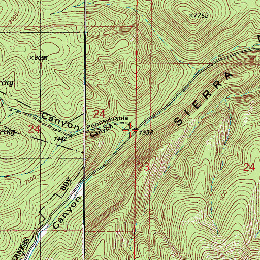 Topographic Map of Pennsylvania Canyon, NM