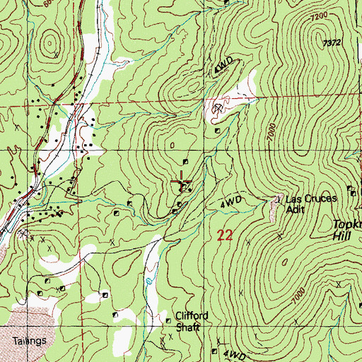 Topographic Map of Pewabic Shaft, NM