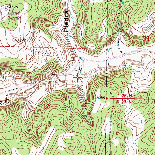 Topographic Map of Piedra Blanca Canyon, NM
