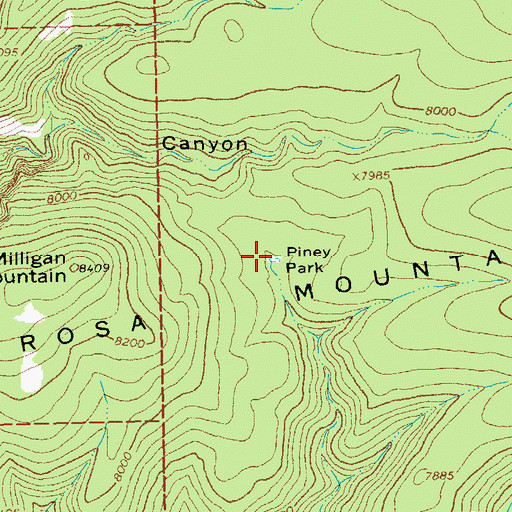Topographic Map of Piney Park, NM