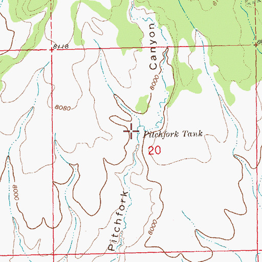 Topographic Map of Pitchfork Tank, NM