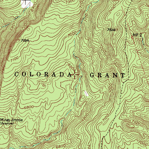 Topographic Map of Plaza Colorada Grant, NM