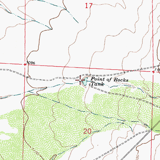 Topographic Map of Point of Rocks Tank, NM