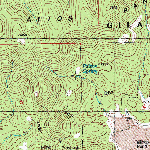 Topographic Map of Poison Spring, NM