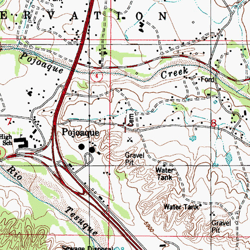 Topographic Map of Pojoaque Church, NM