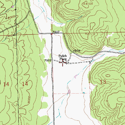 Topographic Map of Polich Place, NM