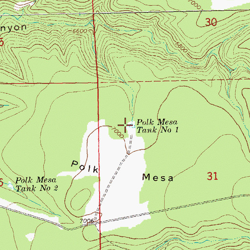Topographic Map of Polk Mesa Tank Number 1, NM