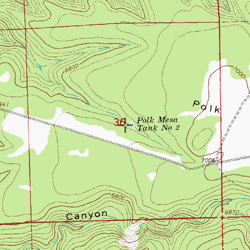 Topographic Map of Polk Mesa Tank Number 2, NM