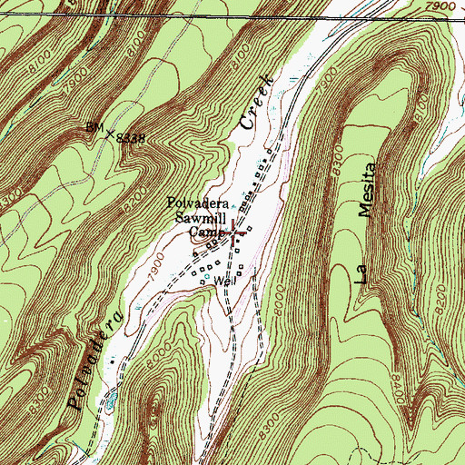 Topographic Map of Polvadera Sawmill Camp, NM