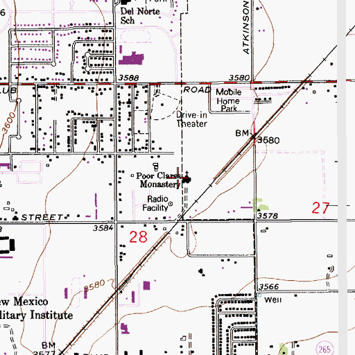 Topographic Map of Poor Clares Monastery, NM