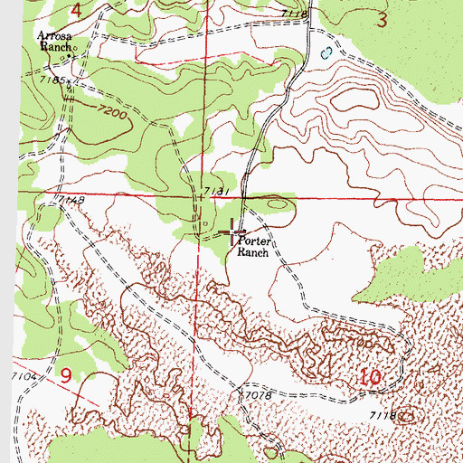 Topographic Map of Porter Ranch, NM