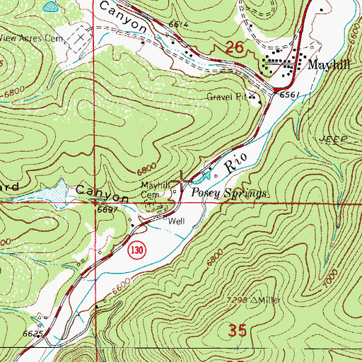 Topographic Map of Posey Springs, NM