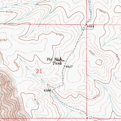 Topographic Map of Pot Hole Tank, NM