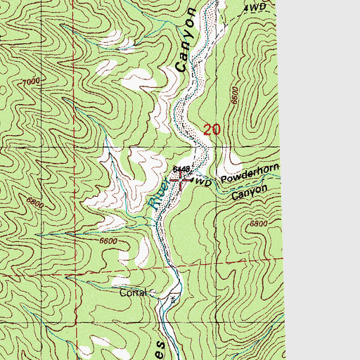 Topographic Map of Powderhorn Canyon, NM