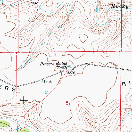 Topographic Map of Powers Ridge Tank, NM