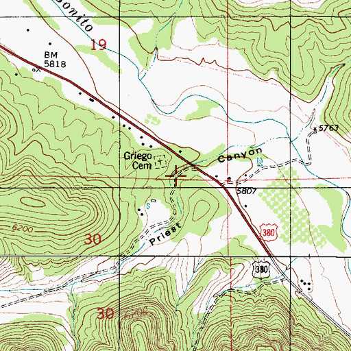Topographic Map of Priest Canyon, NM
