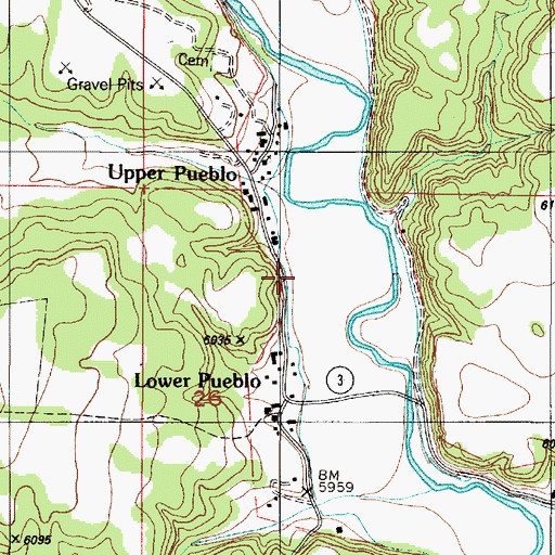 Topographic Map of Pueblo Ditch, NM
