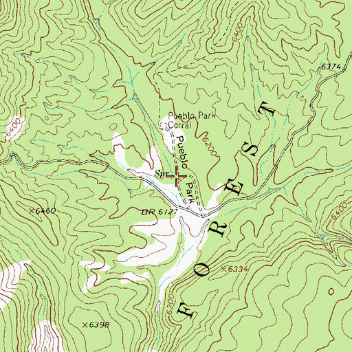 Topographic Map of Pueblo Park, NM