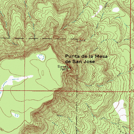 Topographic Map of Punta de la Mesa de San Juan Jose, NM