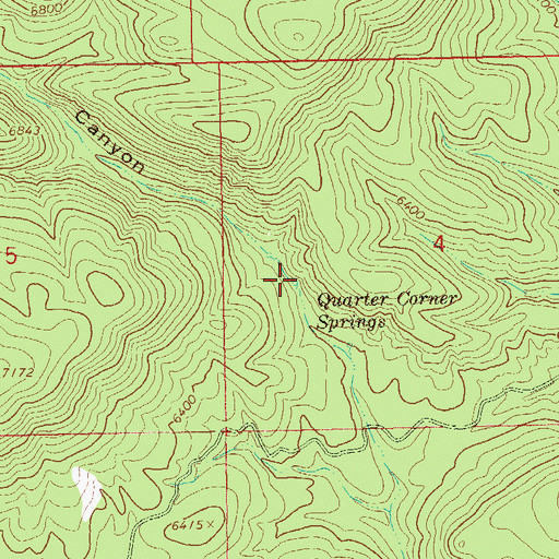 Topographic Map of Quarter Corner Springs, NM