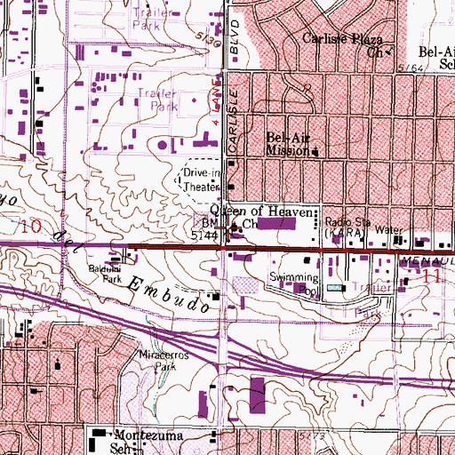 Topographic Map of Queen of Heaven Church, NM