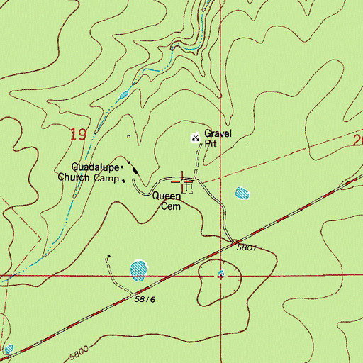 Topographic Map of Queen Cemetery, NM