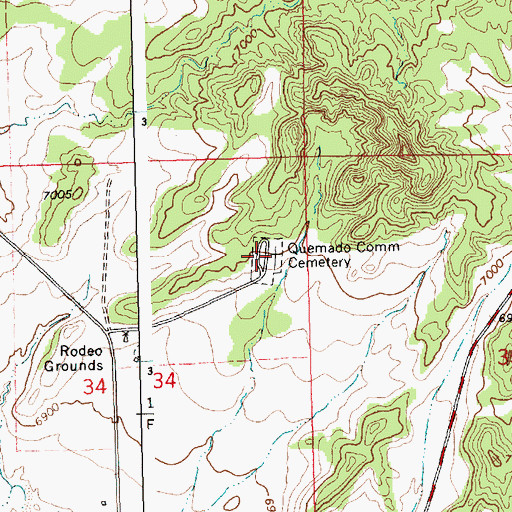 Topographic Map of Quemado Community Cemetery, NM