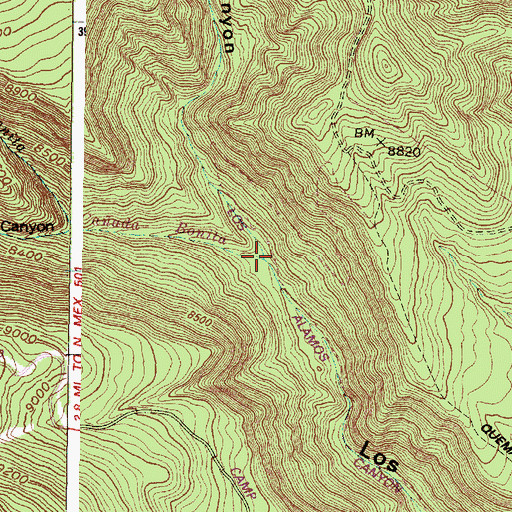 Topographic Map of Quemazon Canyon, NM