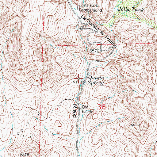 Topographic Map of Questa Spring, NM